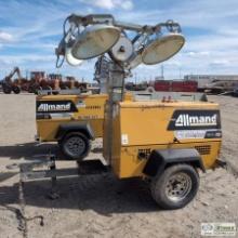 Lightplant, Allmand Night-lite Pro Nl 8 V-series, 3cyl Cat Diesel, 8kw Generator, Single Axle Traile