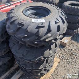 1 PALLET. 8EA MISC ATV TIRES ON RIMS, INCL: GOODYEAR, MAXXIS