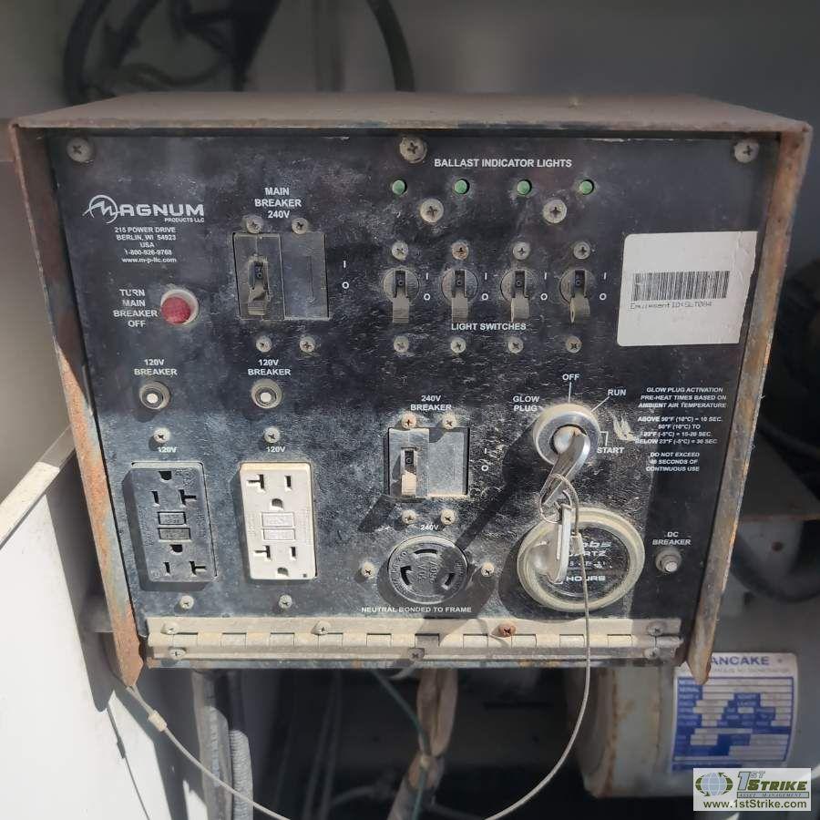 LIGHT PLANT, MAGNUM MODEL MLT5080KMH, 3 CYLINDER KUBOTA DIESEL ENGINE, 8KW, 8KVA GENERATOR, SINGLE A