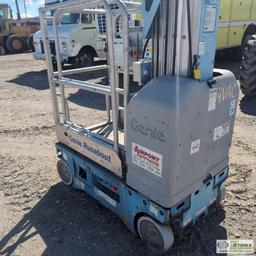 MANLIFT, 2004 GENIE GR-15 RUNABOUT, 85-264 VOLT AC INPUT, 24V DC, 15FT 2IN MAX PLATFORM HEIGHT, 350L