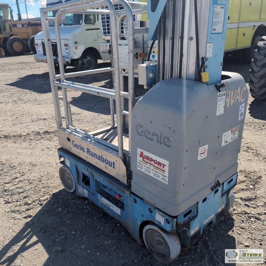 MANLIFT, 2004 GENIE GR-15 RUNABOUT, 85-264 VOLT AC INPUT, 24V DC, 15FT 2IN MAX PLATFORM HEIGHT, 350L