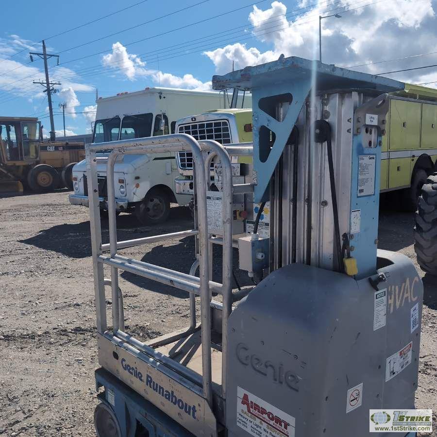 MANLIFT, 2004 GENIE GR-15 RUNABOUT, 85-264 VOLT AC INPUT, 24V DC, 15FT 2IN MAX PLATFORM HEIGHT, 350L