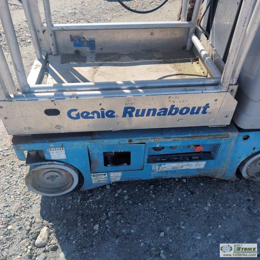 MANLIFT, 2004 GENIE GR-15 RUNABOUT, 85-264 VOLT AC INPUT, 24V DC, 15FT 2IN MAX PLATFORM HEIGHT, 350L