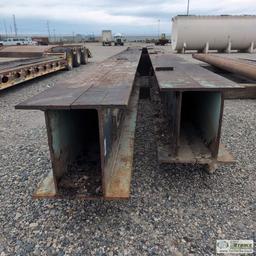 2 EACH. STEEL BRIDGE SUPPORT BEAMS, APPROX 2FT X 2FT X 7/8IN THICK, 1EA 41FT6IN LONG, 1EA 46FT6IN