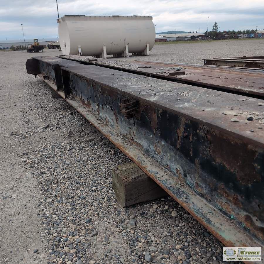 2 EACH. STEEL BRIDGE SUPPORT BEAMS, APPROX 2FT X 2FT X 7/8IN THICK, 1EA 41FT6IN LONG, 1EA 46FT6IN