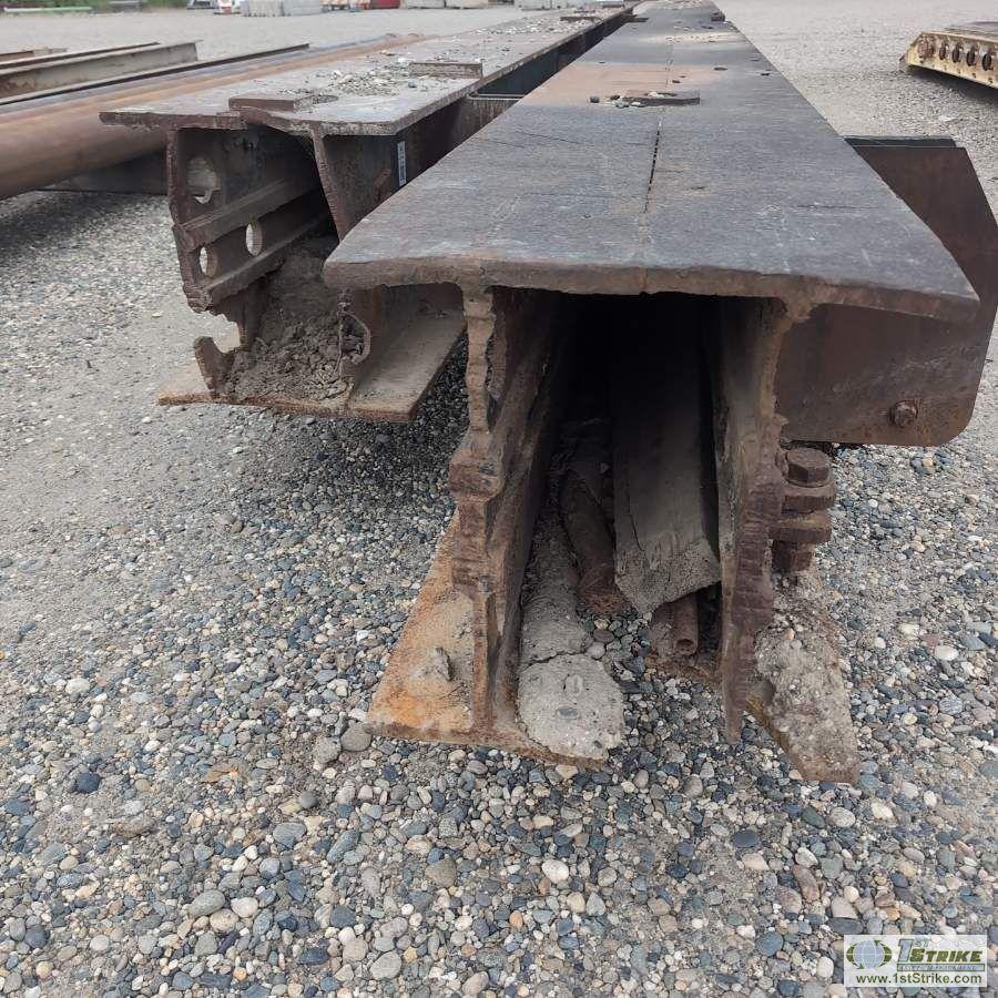 2 EACH. STEEL BRIDGE SUPPORT BEAMS, APPROX 2FT X 2FT X 7/8IN THICK, 1EA 41FT6IN LONG, 1EA 46FT6IN