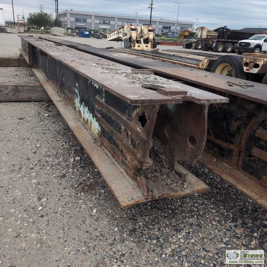 2 EACH. STEEL BRIDGE SUPPORT BEAMS, APPROX 2FT X 2FT X 7/8IN THICK, 1EA 41FT6IN LONG, 1EA 46FT6IN