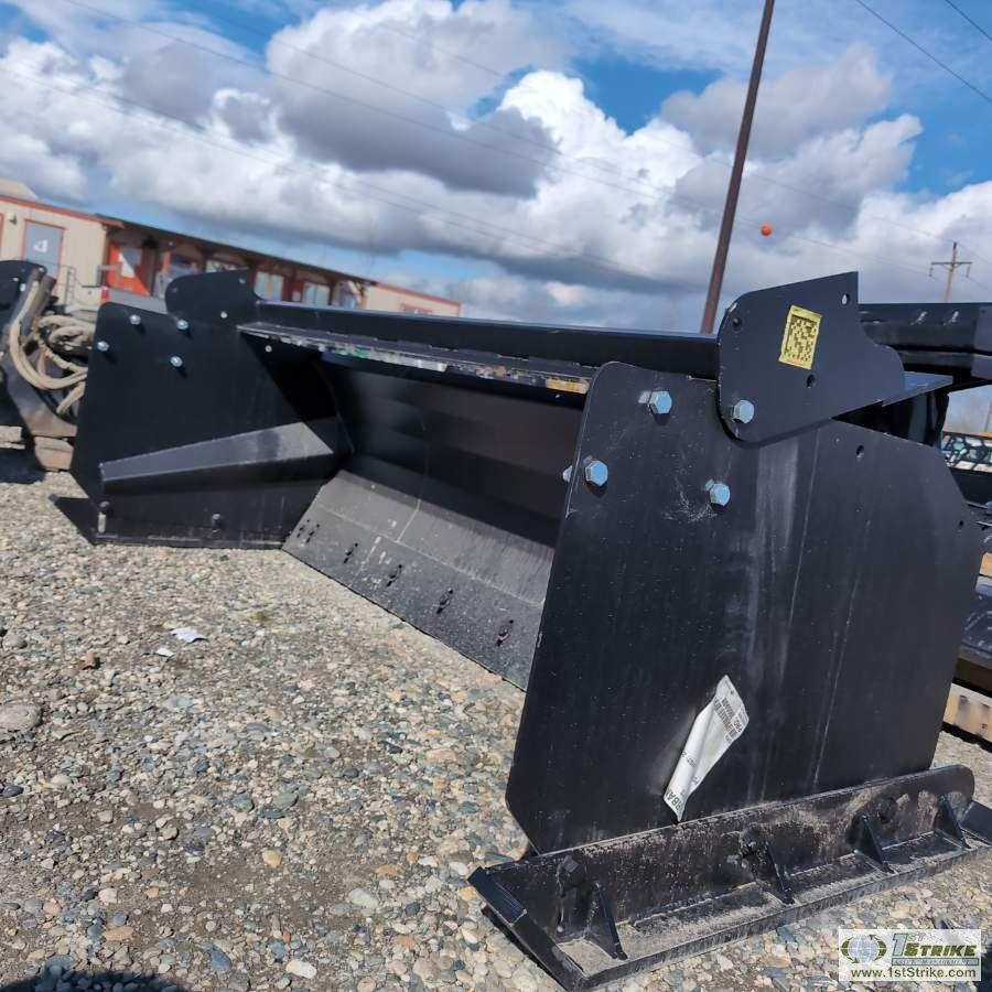SKIDSTEER ATTACHMENT, SNOW PUSH BLADE, JENKINS IRON AND STEEL, 8 FT, WITH BACK DRAG BLADE. ITEM APPE