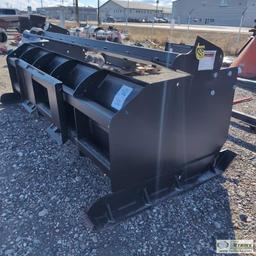 SKIDSTEER ATTACHMENT, SNOW PUSH BLADE, JENKINS IRON AND STEEL, 8 FT, WITH BACK DRAG BLADE. ITEM APPE