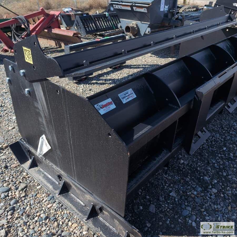SKIDSTEER ATTACHMENT, SNOW PUSH BLADE, JENKINS IRON AND STEEL, 8 FT, WITH BACK DRAG BLADE. ITEM APPE