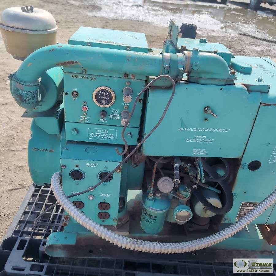 GENERATOR, ONAN MODEL 6 ODJE/2236 AE, 6KW, 6KVA, 120/240 VOLT SINGLE PHASE,