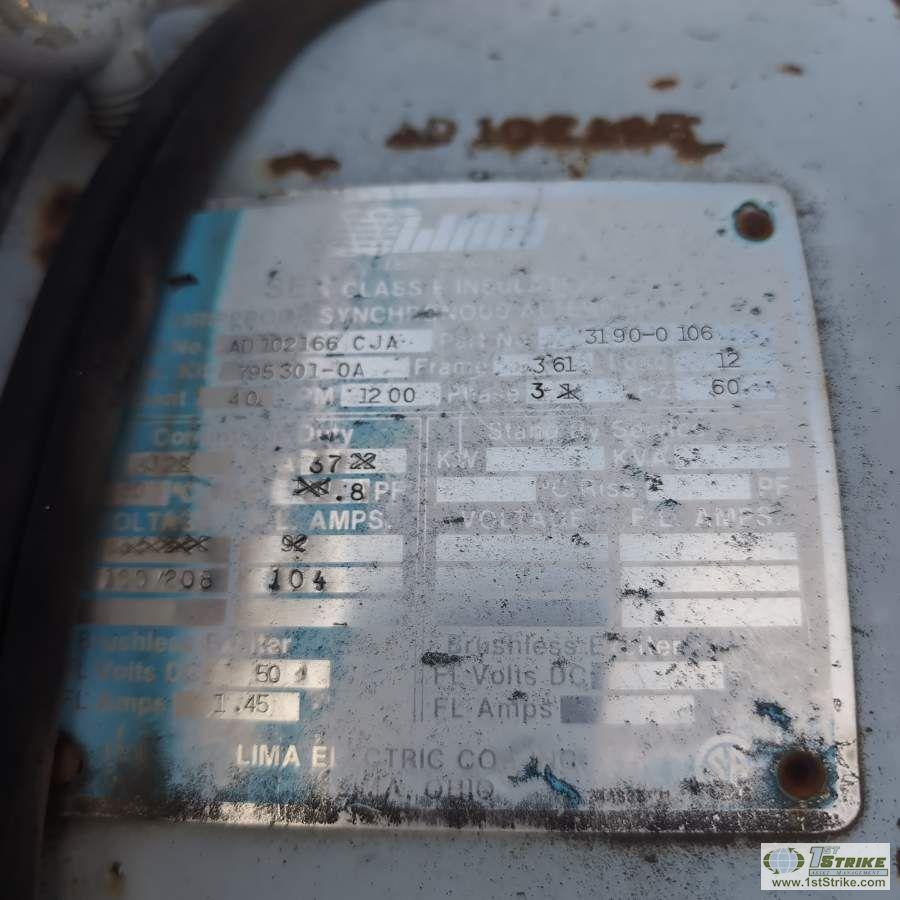 GENERATOR, 30KW, 37KVA, 120/208 VOLT, DETROIT DIESEL, SKID MOUNTED. UNKNOWN MECHANICAL PROBLEMS, PAR