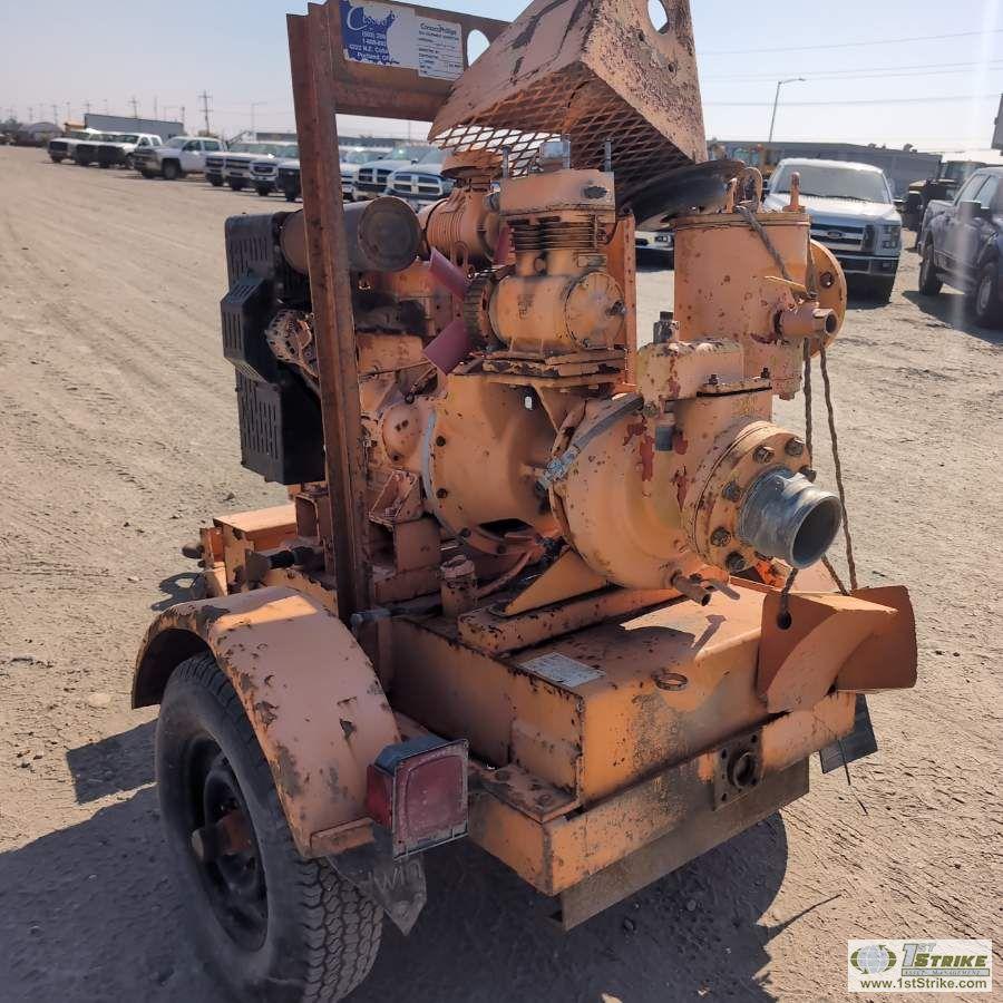 PUMP, APPROX 4IN, 3 CYLINDER YANMAR DIESEL ENGINE, SINGLE AXLE TRAILER MOUNTED
