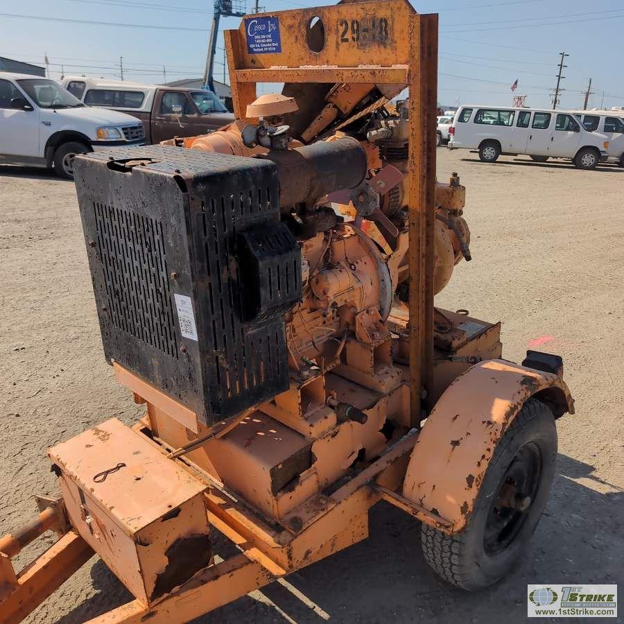PUMP, APPROX 4IN, 3 CYLINDER YANMAR DIESEL ENGINE, SINGLE AXLE TRAILER MOUNTED