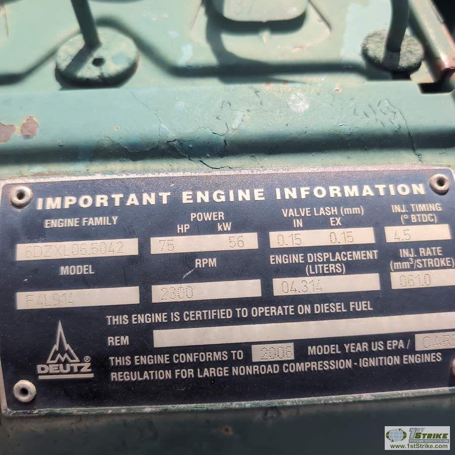 PUMP, PIONEER SELF PRIMING, APPROX 6IN, 4 CYLINDER DEUTZ DIESEL ENGINE, SINGLE AXLE TRAILER MOUNTED