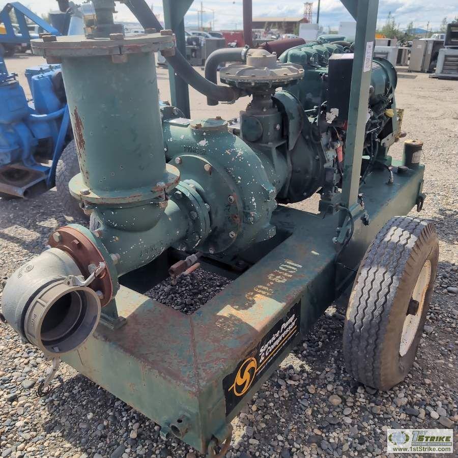 PUMP, PIONEER SELF PRIMING, APPROX 6IN, 4 CYLINDER DEUTZ DIESEL ENGINE, SINGLE AXLE TRAILER MOUNTED