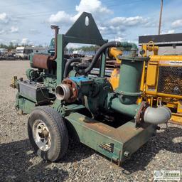 PUMP, PIONEER SELF PRIMING, APPROX 6IN, 4 CYLINDER DEUTZ DIESEL ENGINE, SINGLE AXLE TRAILER MOUNTED