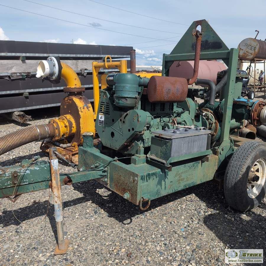 PUMP, PIONEER SELF PRIMING, APPROX 6IN, 4 CYLINDER DEUTZ DIESEL ENGINE, SINGLE AXLE TRAILER MOUNTED