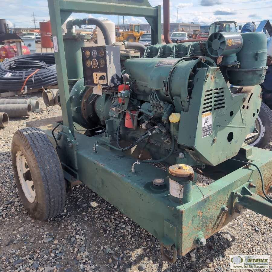 PUMP, PIONEER SELF PRIMING, APPROX 6IN, 4 CYLINDER DEUTZ DIESEL ENGINE, SINGLE AXLE TRAILER MOUNTED
