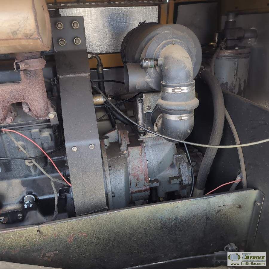 AIR COMPRESSOR, ATLAS COPCO XAS90, 185CFM, 4 CYLINDER JOHN DEERE DIESEL ENGINE, SINGLE AXLE TRAILER