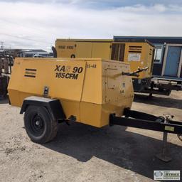 AIR COMPRESSOR, ATLAS COPCO XAS90, 185CFM, 4 CYLINDER JOHN DEERE DIESEL ENGINE, SINGLE AXLE TRAILER