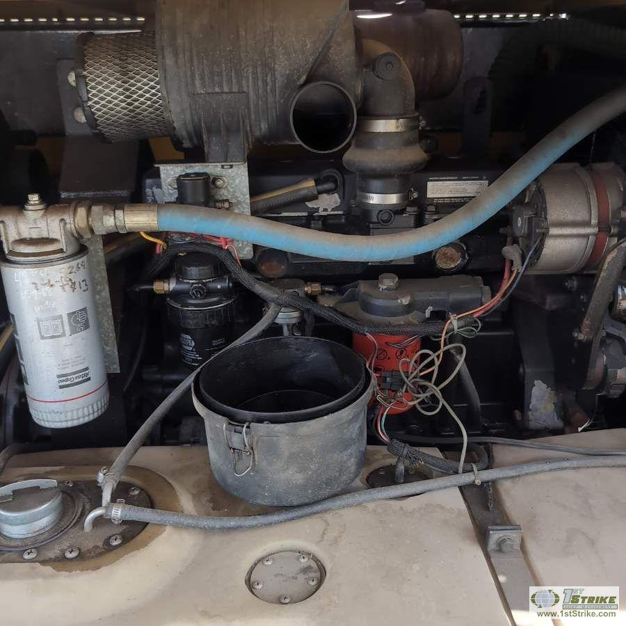 AIR COMPRESSOR, ATLAS COPCO XAS90, 185CFM, 4 CYLINDER JOHN DEERE DIESEL ENGINE, SINGLE AXLE TRAILER