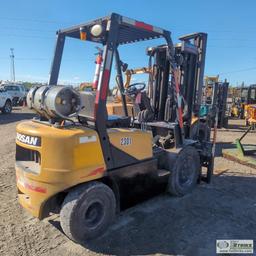 FORKLIFT, DAEWOO DOOSAN MODEL G25P, OROPS, 4800LB CAPACITY, 186IN LIFT HEIGHT, 4 CYLINDER LP ENGINE,