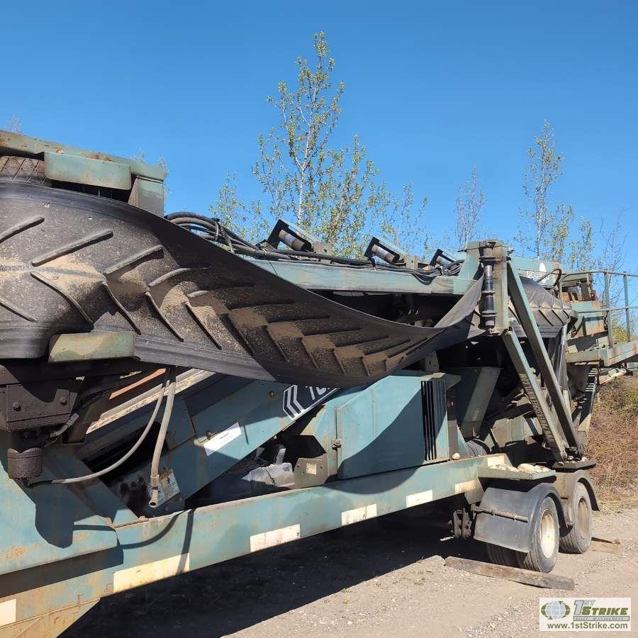 SCREEN PLANT, CHIEFTAIN POWERSCREEN 1400, 4 CYLINDER DIESEL ENGINE, TANDEM AXLE TRAILER MOUNTED. UNK