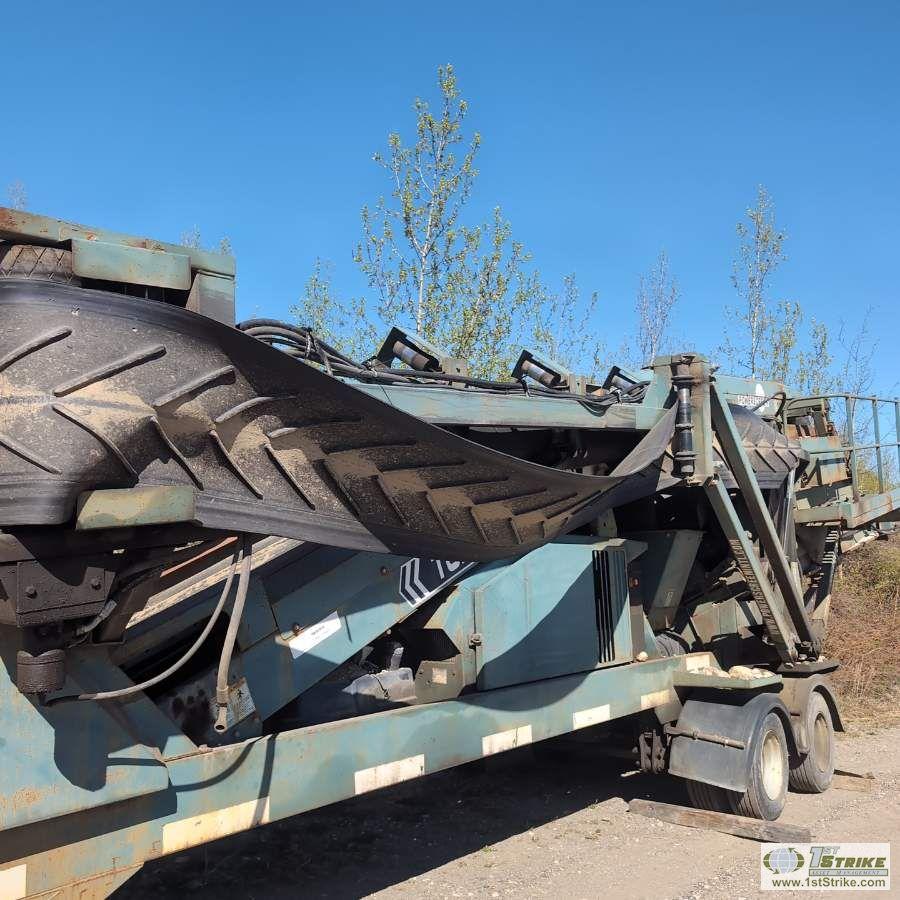 SCREEN PLANT, CHIEFTAIN POWERSCREEN 1400, 4 CYLINDER DIESEL ENGINE, TANDEM AXLE TRAILER MOUNTED. UNK