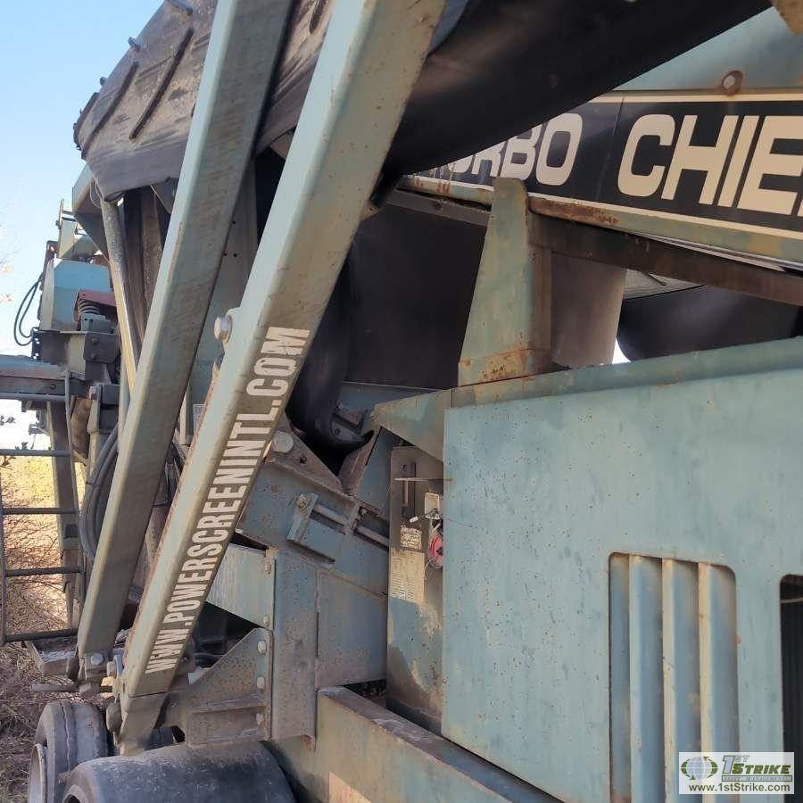 SCREEN PLANT, CHIEFTAIN POWERSCREEN 1400, 4 CYLINDER DIESEL ENGINE, TANDEM AXLE TRAILER MOUNTED. UNK