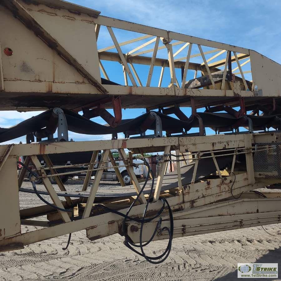 MOBILE STACKER, NORDBURG, MODEL 150, 120FT LONG X 30IN WIDE BELT, TANDEM AXLE MOUNTED WITH HYDRAULIC