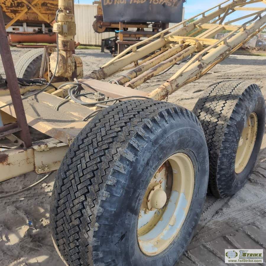 MOBILE STACKER, NORDBURG, MODEL 150, 120FT LONG X 30IN WIDE BELT, TANDEM AXLE MOUNTED WITH HYDRAULIC