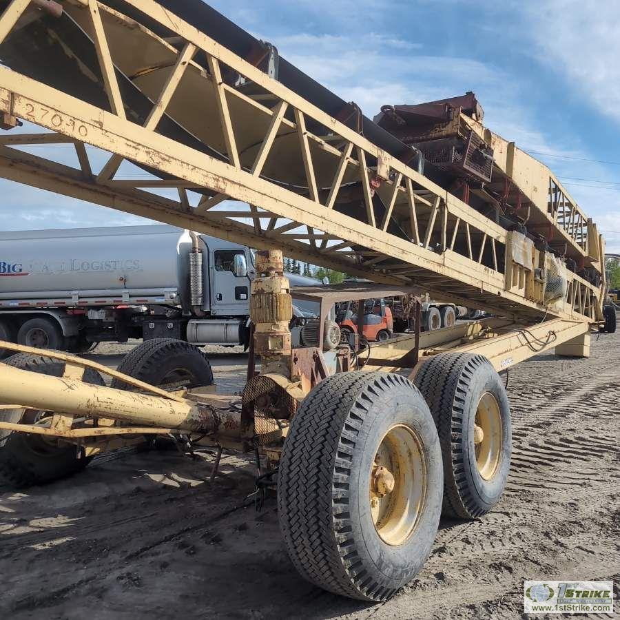 MOBILE STACKER, NORDBURG, MODEL 150, 120FT LONG X 30IN WIDE BELT, TANDEM AXLE MOUNTED WITH HYDRAULIC