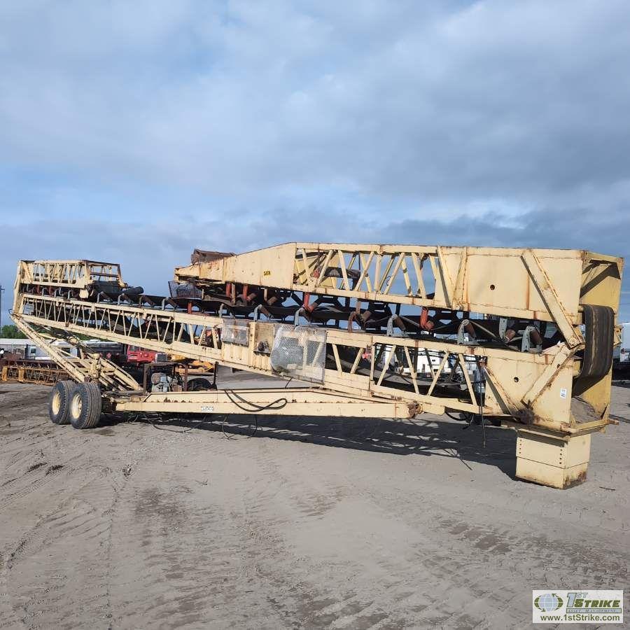 MOBILE STACKER, NORDBURG, MODEL 150, 120FT LONG X 30IN WIDE BELT, TANDEM AXLE MOUNTED WITH HYDRAULIC