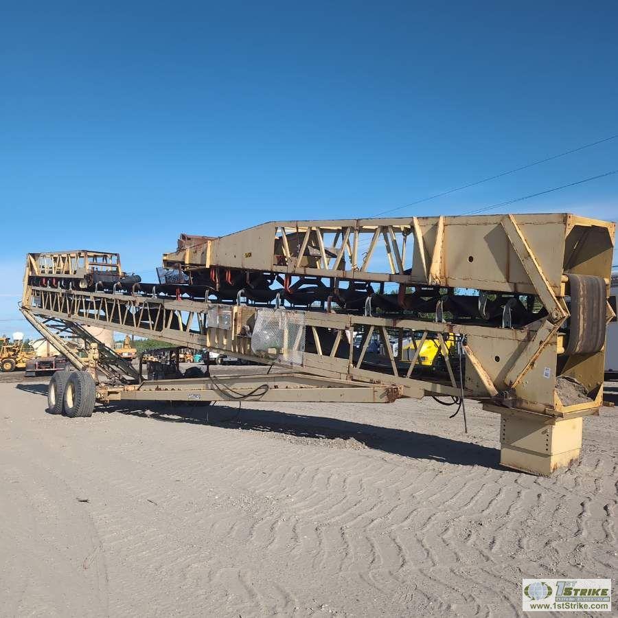 MOBILE STACKER, NORDBURG, MODEL 150, 120FT LONG X 30IN WIDE BELT, TANDEM AXLE MOUNTED WITH HYDRAULIC