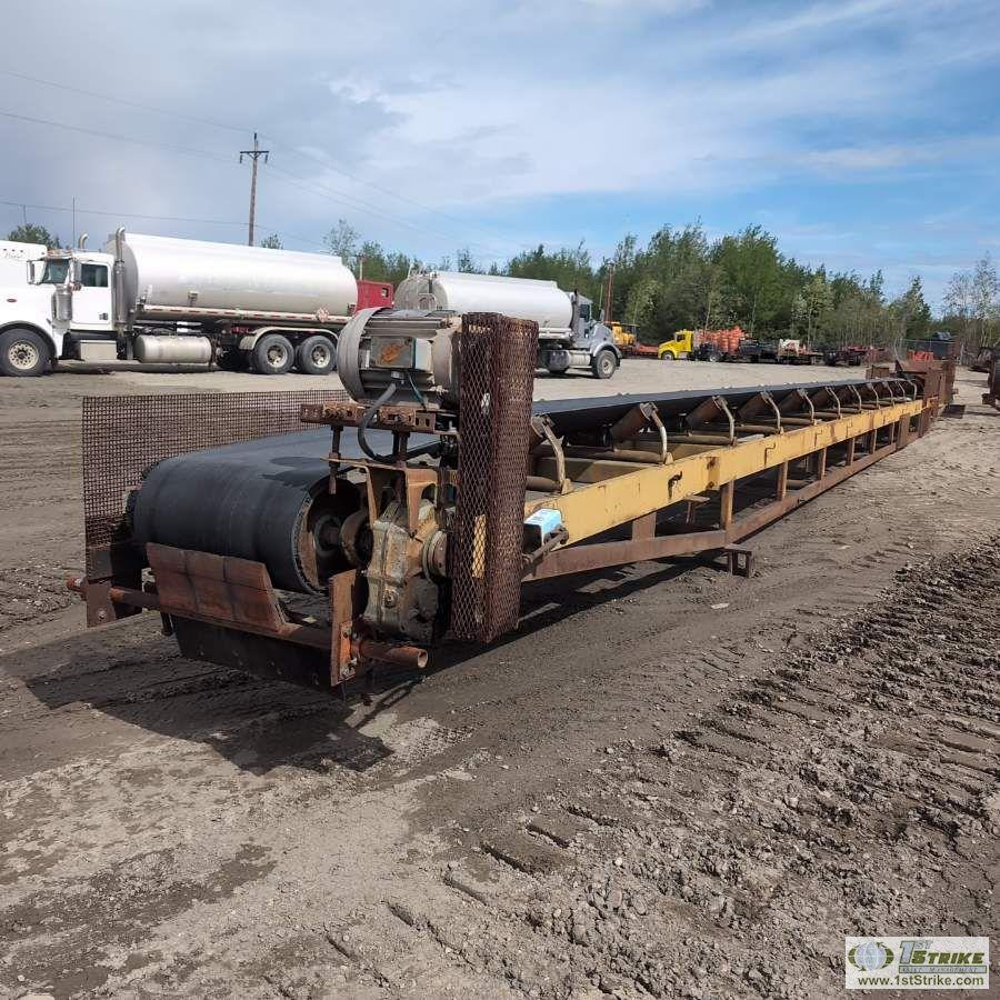 CONVEYOR, 64FT LONG X 24IN WIDE BELT, 10HP 3 PHASE ELECTRIC MOTOR, DODGE TORQUE SPEED REDUCER