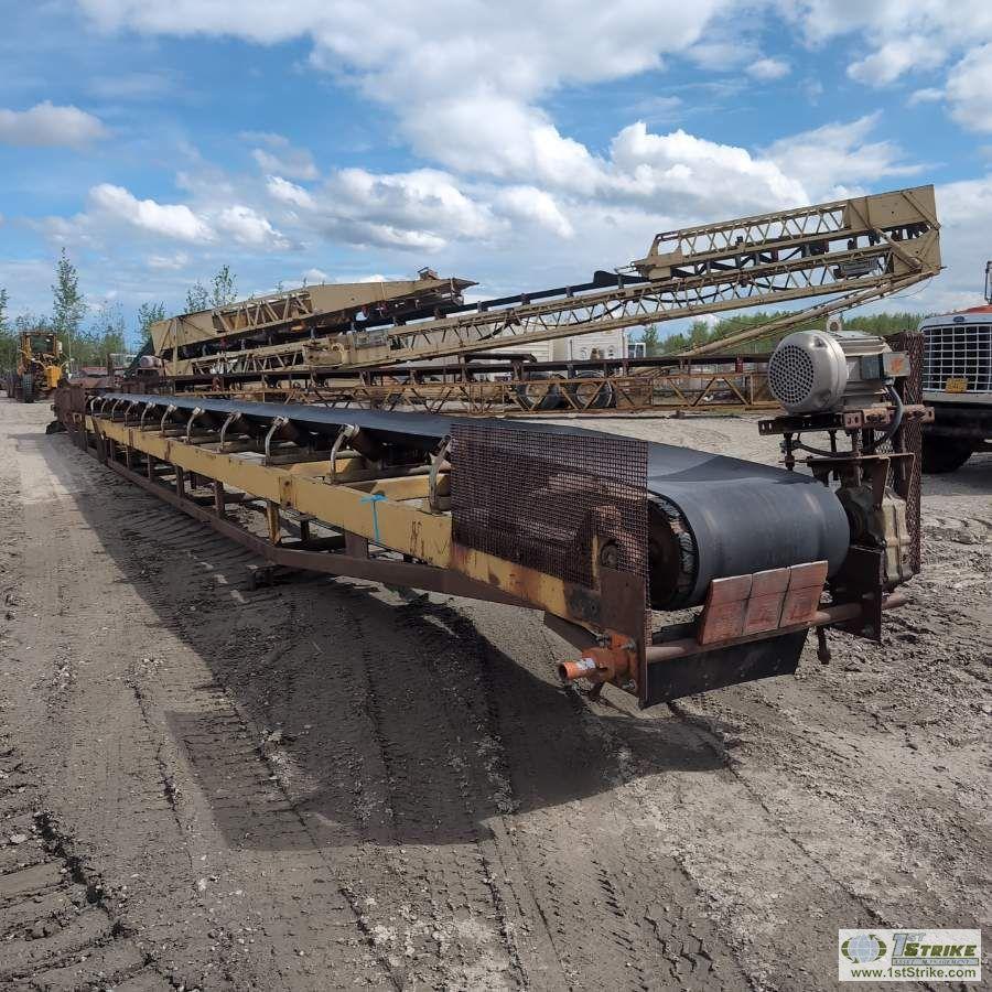 CONVEYOR, 64FT LONG X 24IN WIDE BELT, 10HP 3 PHASE ELECTRIC MOTOR, DODGE TORQUE SPEED REDUCER