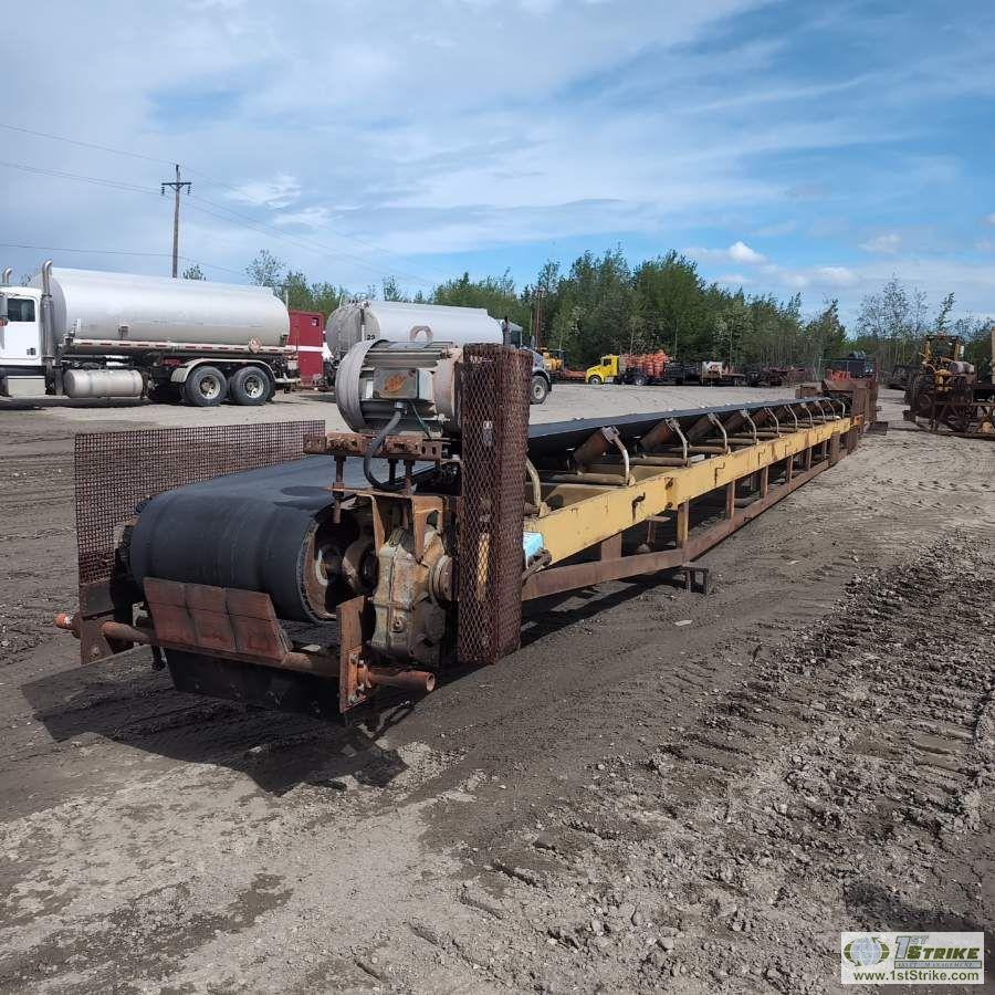 CONVEYOR, 64FT LONG X 24IN WIDE BELT, 10HP 3 PHASE ELECTRIC MOTOR, DODGE TORQUE SPEED REDUCER