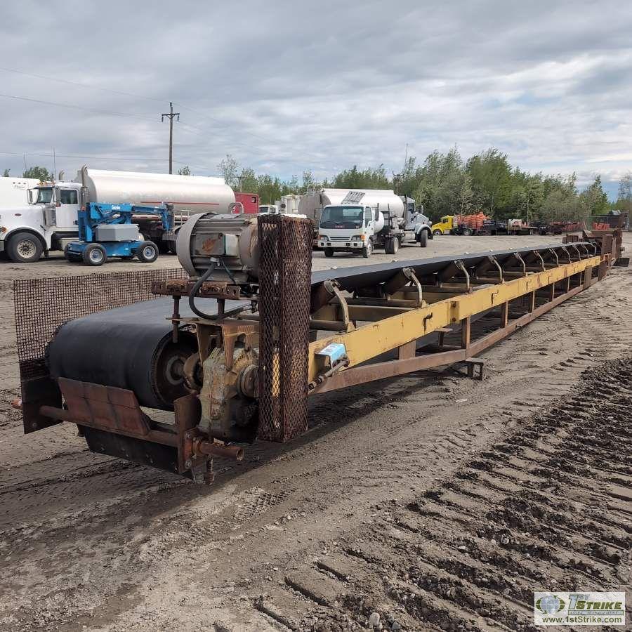 CONVEYOR, 64FT LONG X 24IN WIDE BELT, 10HP 3 PHASE ELECTRIC MOTOR, DODGE TORQUE SPEED REDUCER