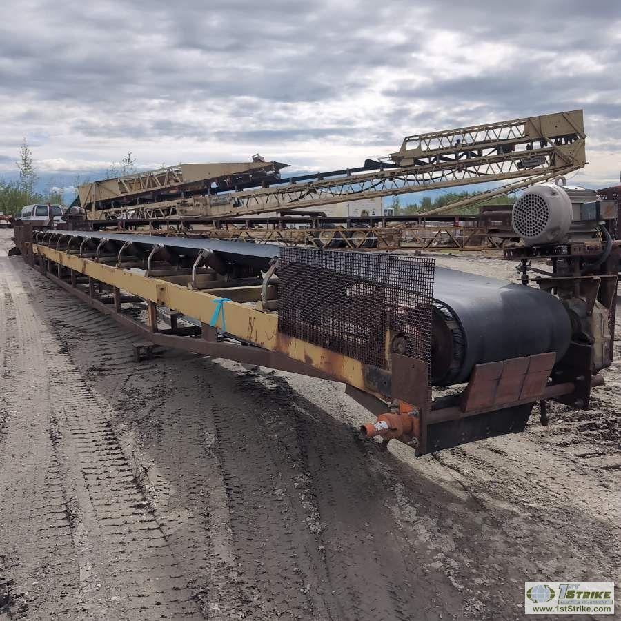 CONVEYOR, 64FT LONG X 24IN WIDE BELT, 10HP 3 PHASE ELECTRIC MOTOR, DODGE TORQUE SPEED REDUCER