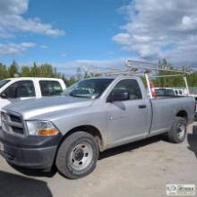 2011 DODGE RAM 1500, 4.7L GAS, 4X4, STANDARD CAB, LONG BED, RACK