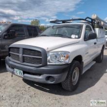 2008 DODGE RAM 1500, 4.7L GAS, 4X4, STANDARD CAB, LONG BED, TOOL BOXES, LADDER RACK. UNKNOWN MECHANI