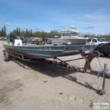 BOAT, OUACHITA, 24FT ALUMINUM HULL, 5FT 6IN BEAM, 115HP MERCURY JET OUTBOARD MOTOR, WITH SINGLE AXLE