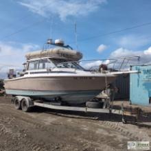 BOAT, 1986 BAYLINER TROPHY CABIN CRUISER, 8FT BEAM, VOLVO PENTA V-8 GAS ENGINE, VOLVO PENTA DUOPRO O
