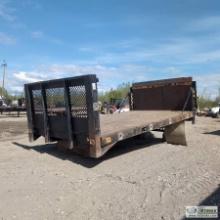 FLAT BED, 7FT 10IN WIDE X 12FT 3IN LONG DECK, WITH HEADACHE RACK, TOMMY LIFT GATE