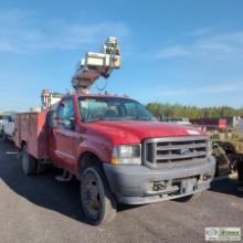 BUCKET TRUCK, 2003 FORD F-550 SUPERDUTY, 6.0L POWERSTROKE, 4X4, STANDARD CAB, ALTEC MODEL A235 BOOM,
