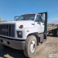 FLATBED DUMP TRUCK, 1995 GMC TOPKICK, CAT 3116 DIESEL, MANUAL TRANSMISSION, SINGLE REAR AXLE, 25740L