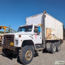 LUBE TRUCK, 1984 INTERNATIONAL MODEL F1954 6X6, 6 CYLINDER DIESEL ENGINE, MANUAL TRANSMISSION, 6X6,