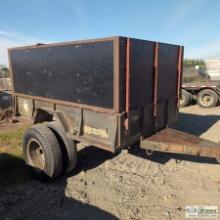 MILITARY CARGO TRAILER, SINGLE DUALLY AXLE, APPROX 6FT 3IN WIDE X 9FT LONG STEEL BOX, WITH SIDE BOAR