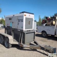 GENERATOR, 2013 WACKER NEUSON G50, 38KW, JOHN DEERE DIESEL ENGINE, TANDEM AXLE TRAILER MOUNTED